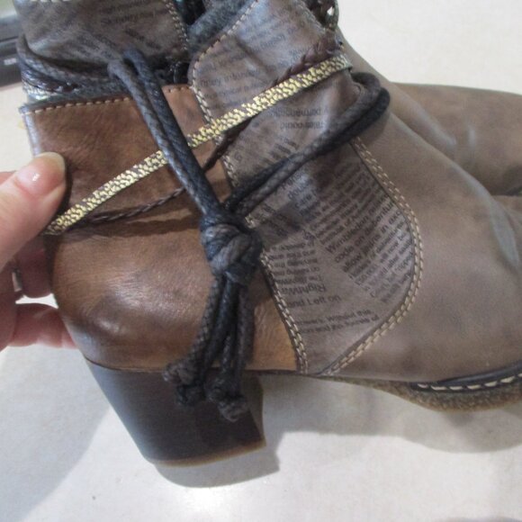 Rieker Lilyish Ankle Booties Womens US 8.5 EUR 39 Brown Vegan Leather - Picture 5 of 7